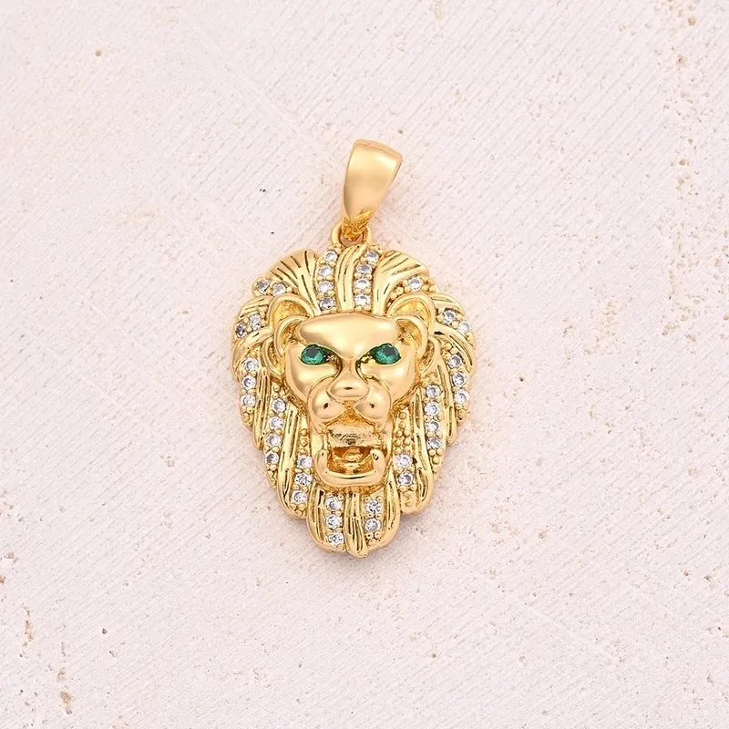 1 Pc/Package 20x14mm 27x22mm Hole 2~2.9mm Hole 3~3.9mm 4.5x2.5mm Copper Zircon 18K Gold Plated Monkey King Lion Polished Pendant