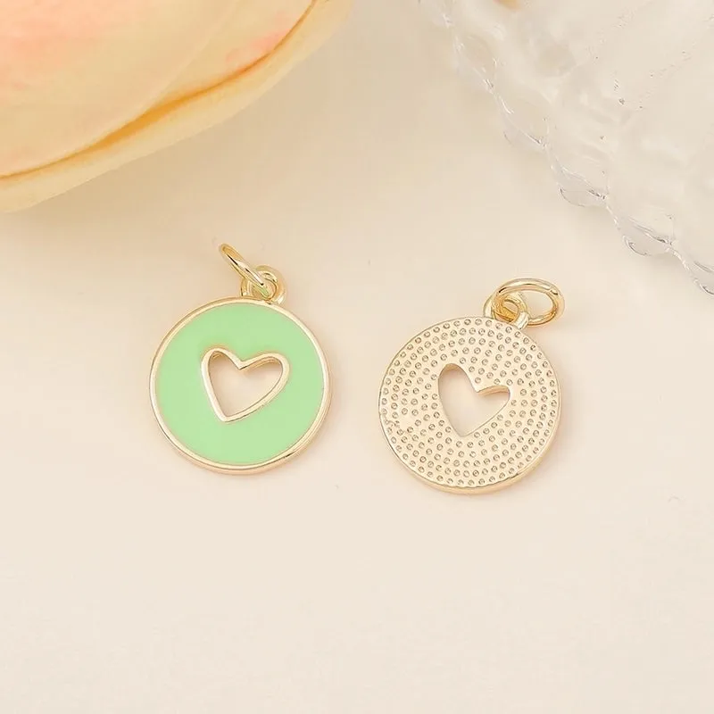 1 Piece 15*18mm Copper 18K Gold Plated Round Heart Shape Polished Pendant