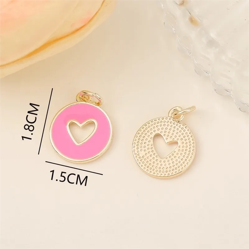 1 Piece 15*18mm Copper 18K Gold Plated Round Heart Shape Polished Pendant