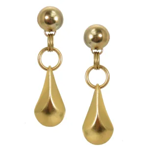 #1103e Gold Tone Tear Drop Earrings