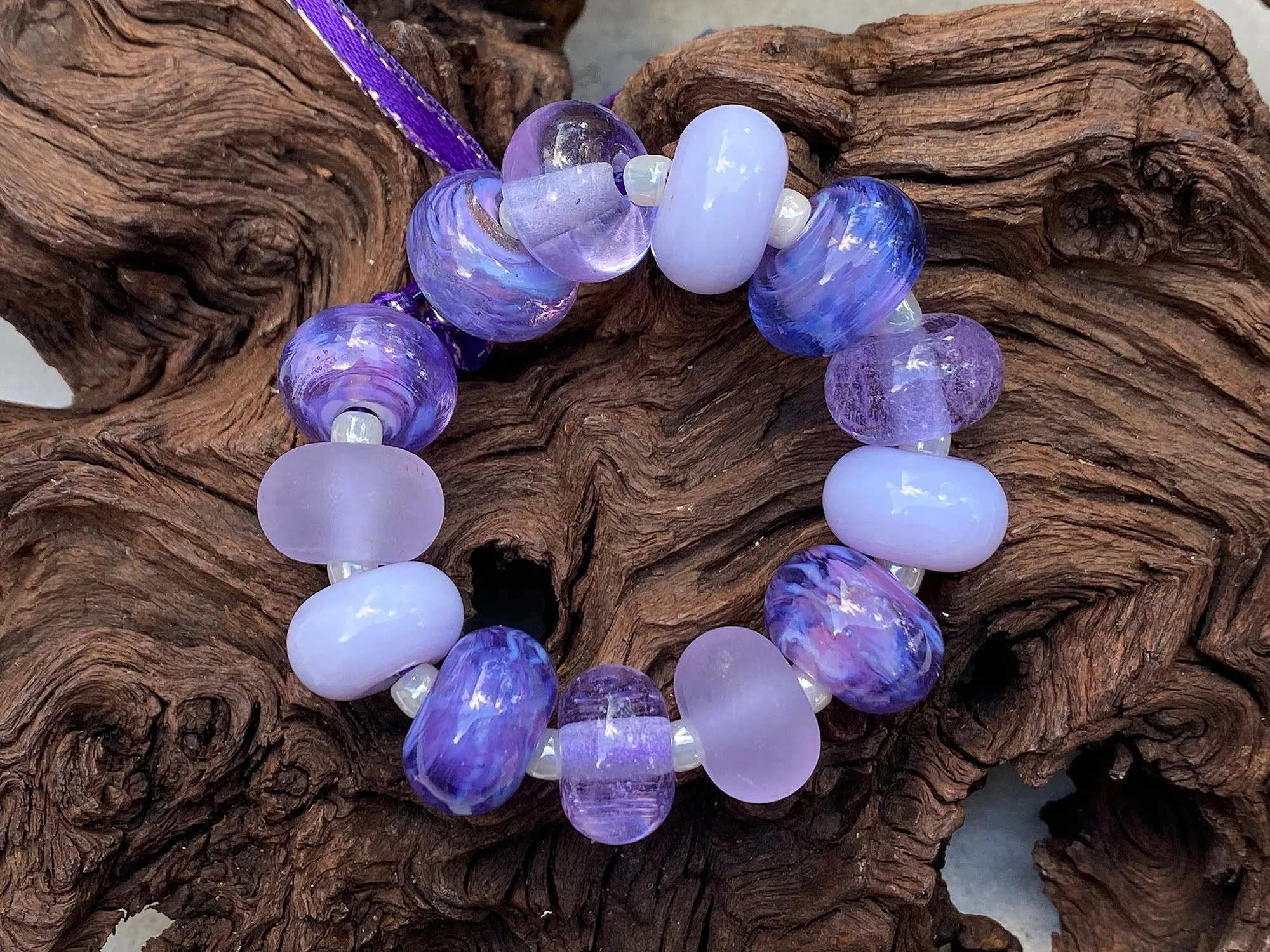 13 Majestic Purple Lampwork Bead Set SRA