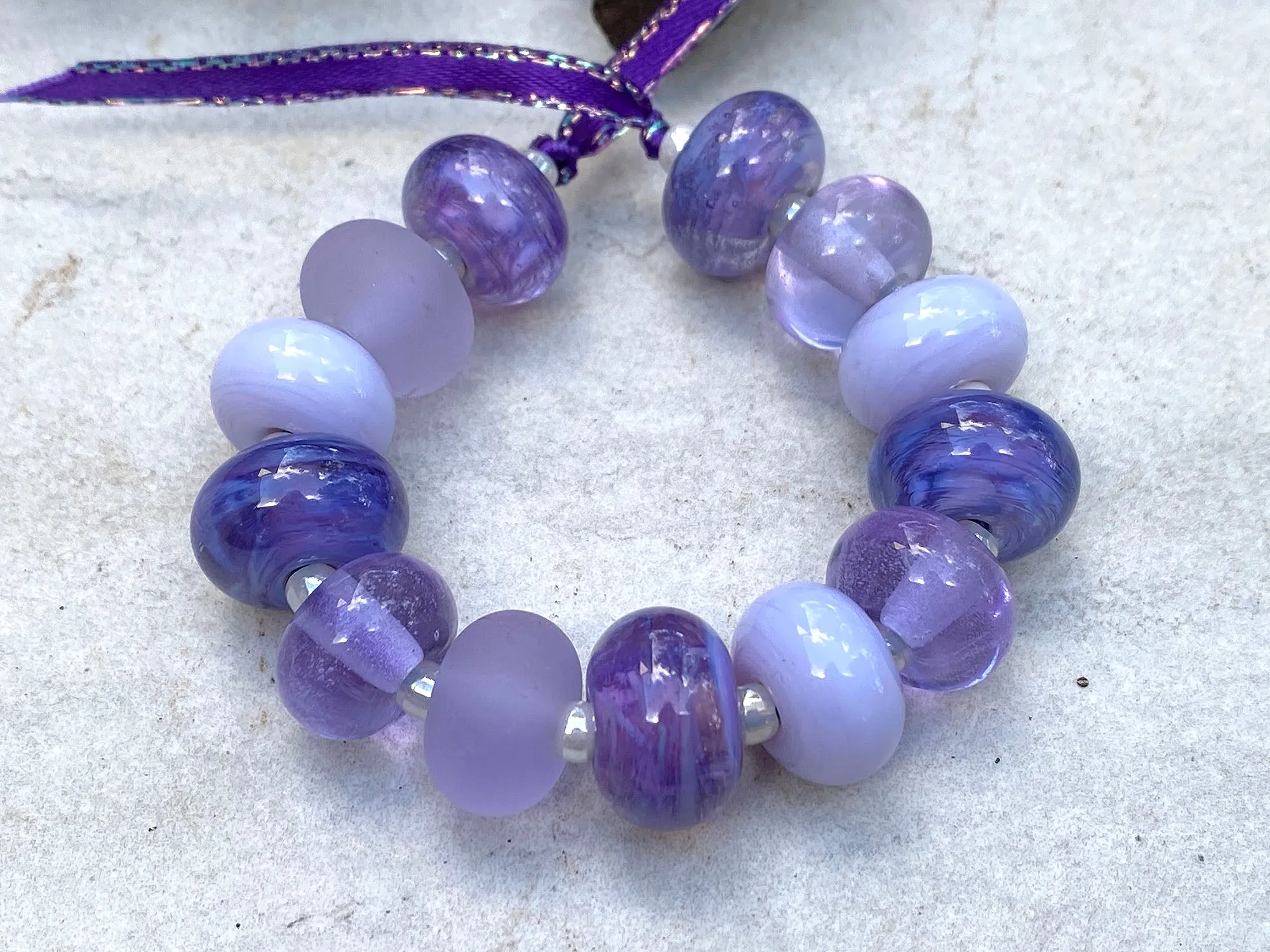 13 Majestic Purple Lampwork Bead Set SRA