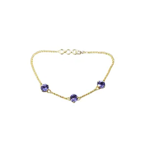 14k Gold Tanzanite Dainty Bracelet Blue