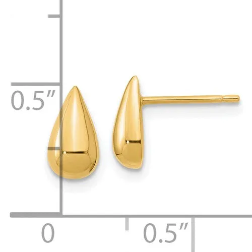 14K Gold Teardrop Post Earrings