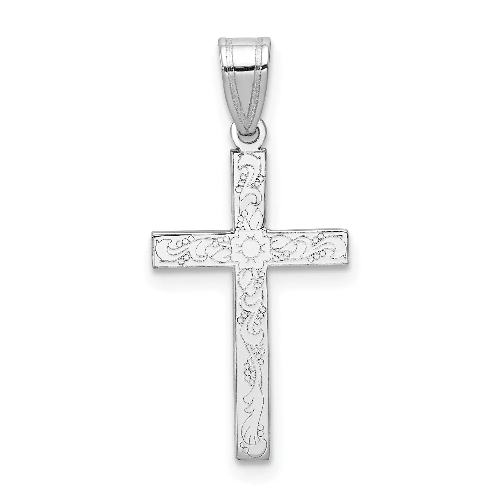 14k White Cross Charm Pendant