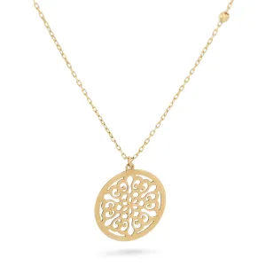 14k Yellow Gold Flower of Life Openwork Pendant Necklace