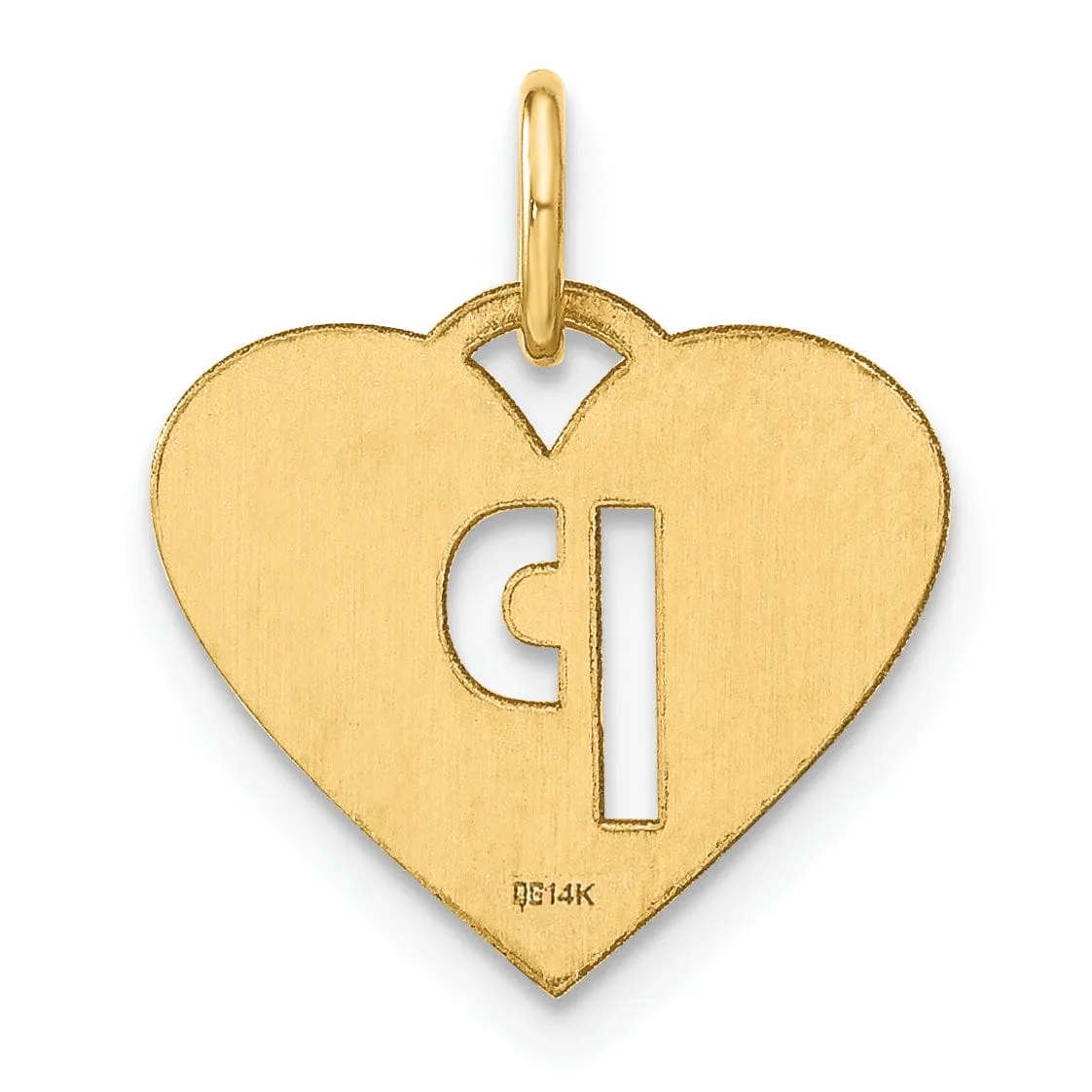 14k Yellow Gold Heart Cut-Out Letter P Initial Pendant