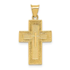 14k Yellow Gold Lords Prayer Spanish Cross