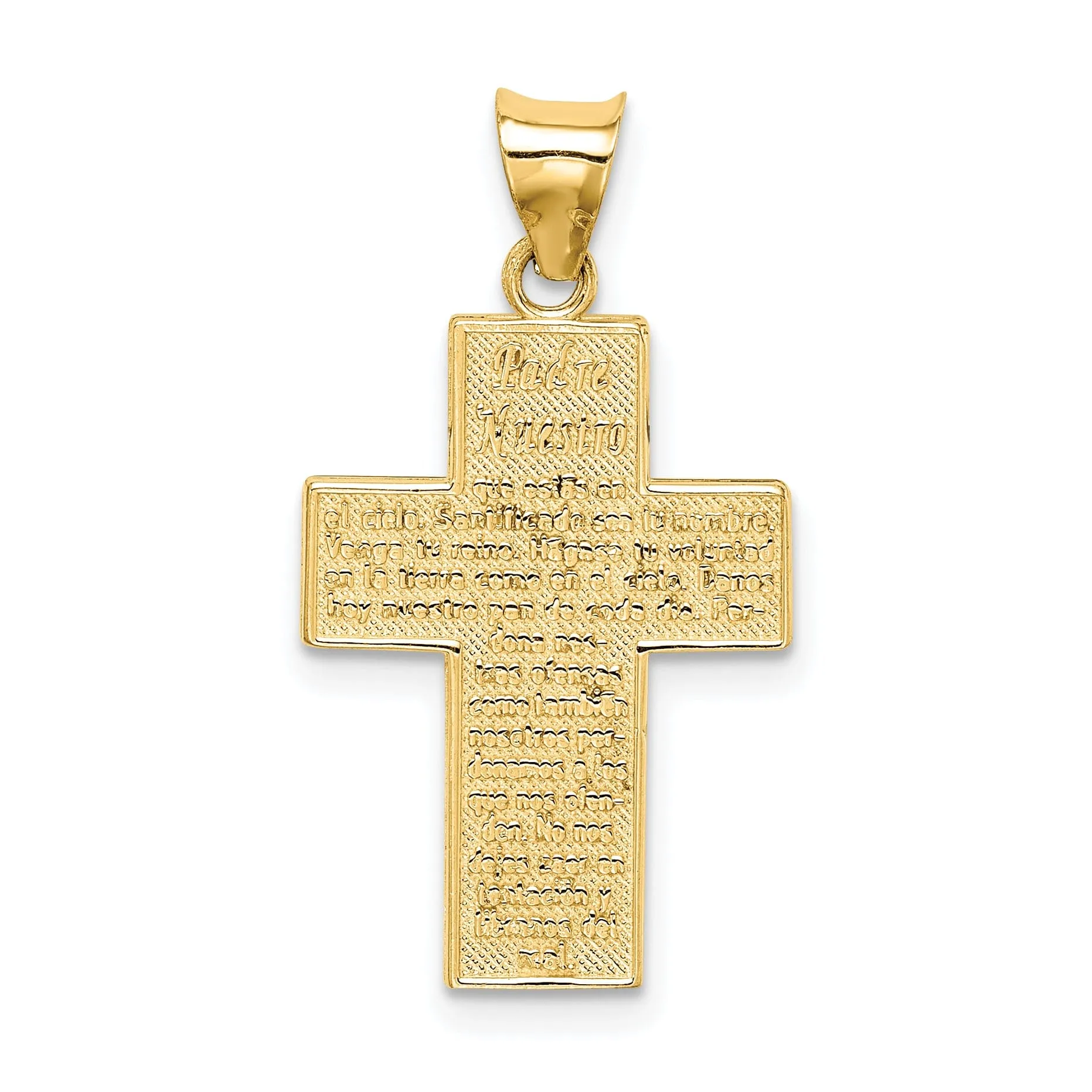 14k Yellow Gold Lords Prayer Spanish Cross