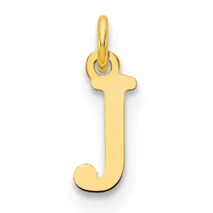 14k Yellow Gold Polished Finish Cut-Out Letter J Initial Design Charm Pendant