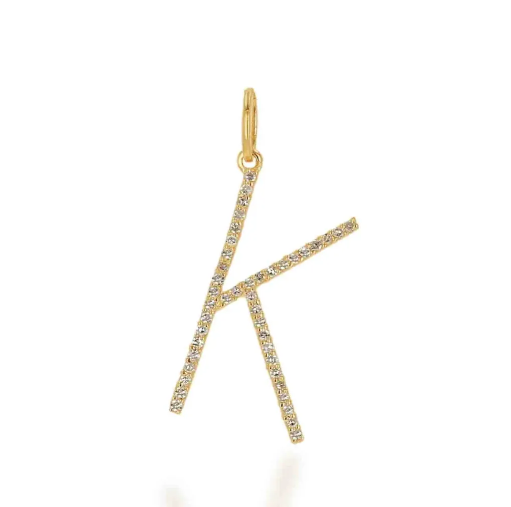 14KY Diamond Letter Charm