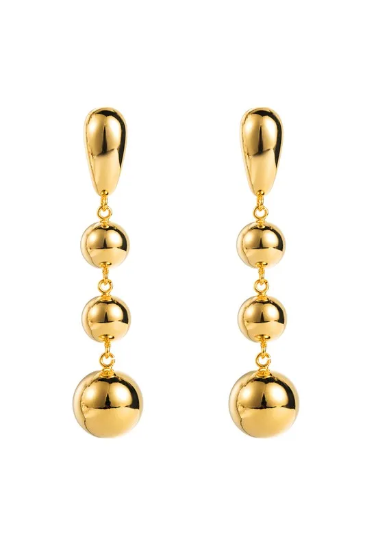 18K Gold-Plated Copper Ball Bead Dangle Earrings