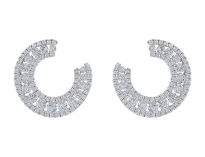 18kt White Gold & Diamond Horseshoe Motif Earrings