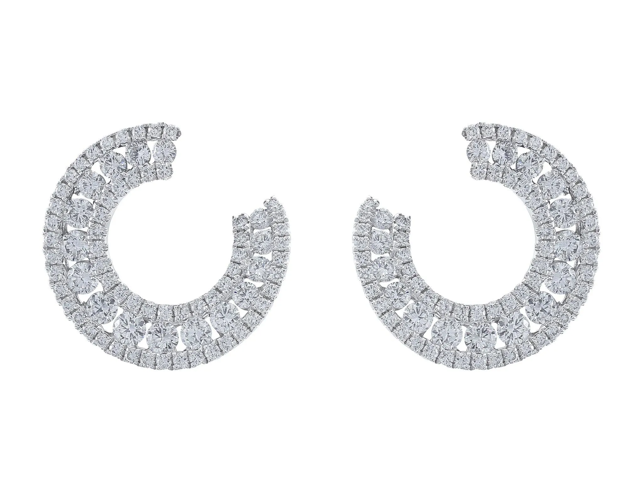 18kt White Gold & Diamond Horseshoe Motif Earrings