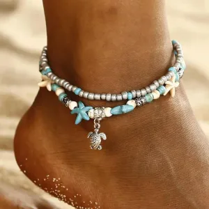 2-Layer Boho Coral Anklet