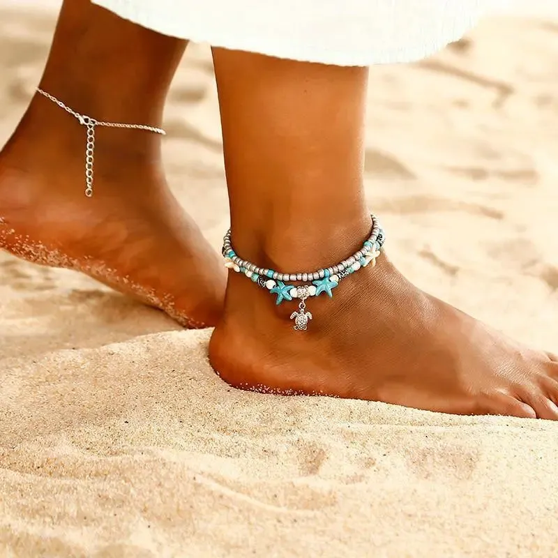 2-Layer Boho Coral Anklet