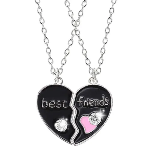 2 Piece Set Necklace Metal Couple Pendant Necklace Collar Best Friend