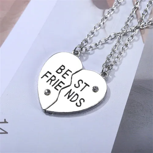 2 Piece Set Necklace Metal Couple Pendant Necklace Collar Best Friend