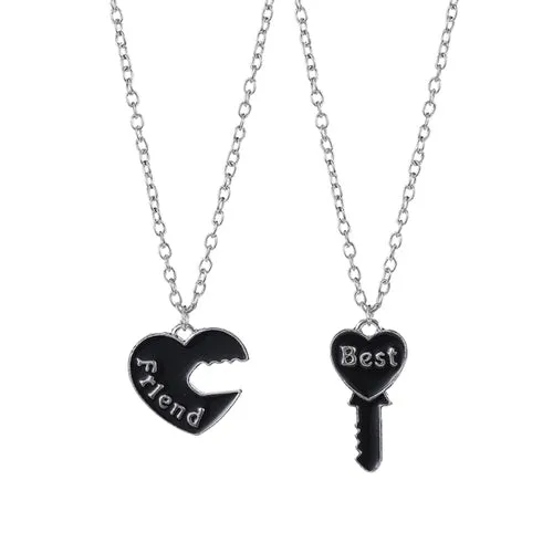 2 Piece Set Necklace Metal Couple Pendant Necklace Collar Best Friend