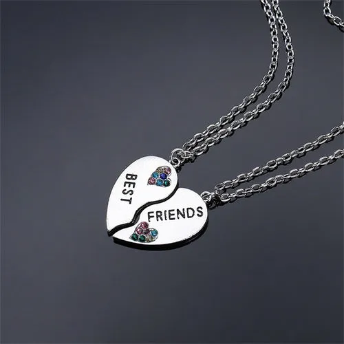 2 Piece Set Necklace Metal Couple Pendant Necklace Collar Best Friend