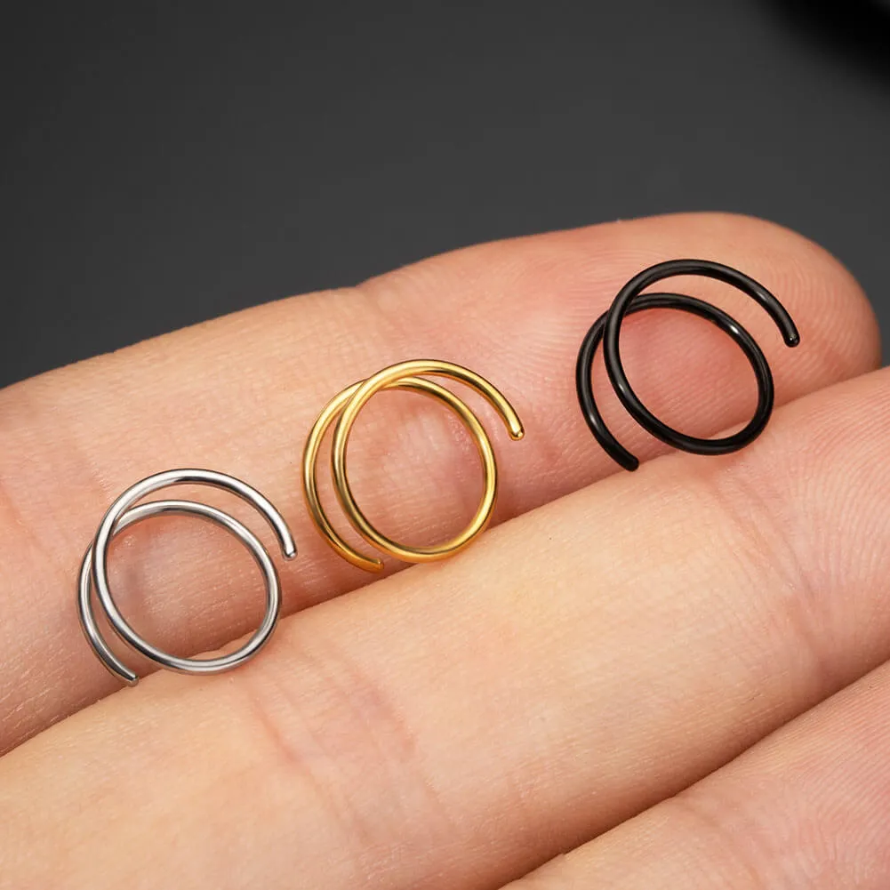 20G 2PCS Titanium Spiral Hoop Nose Rings (Left/Right)