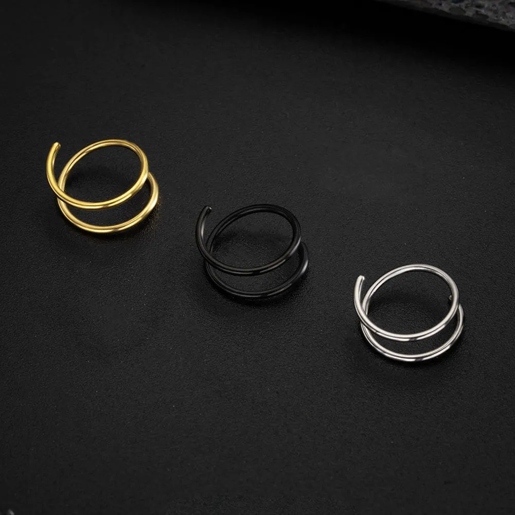 20G 2PCS Titanium Spiral Hoop Nose Rings (Left/Right)