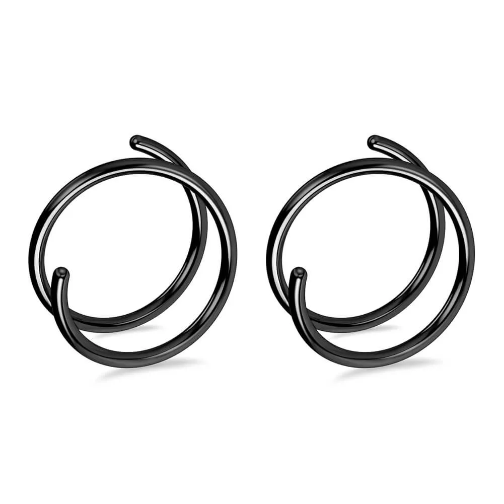 20G 2PCS Titanium Spiral Hoop Nose Rings (Left/Right)