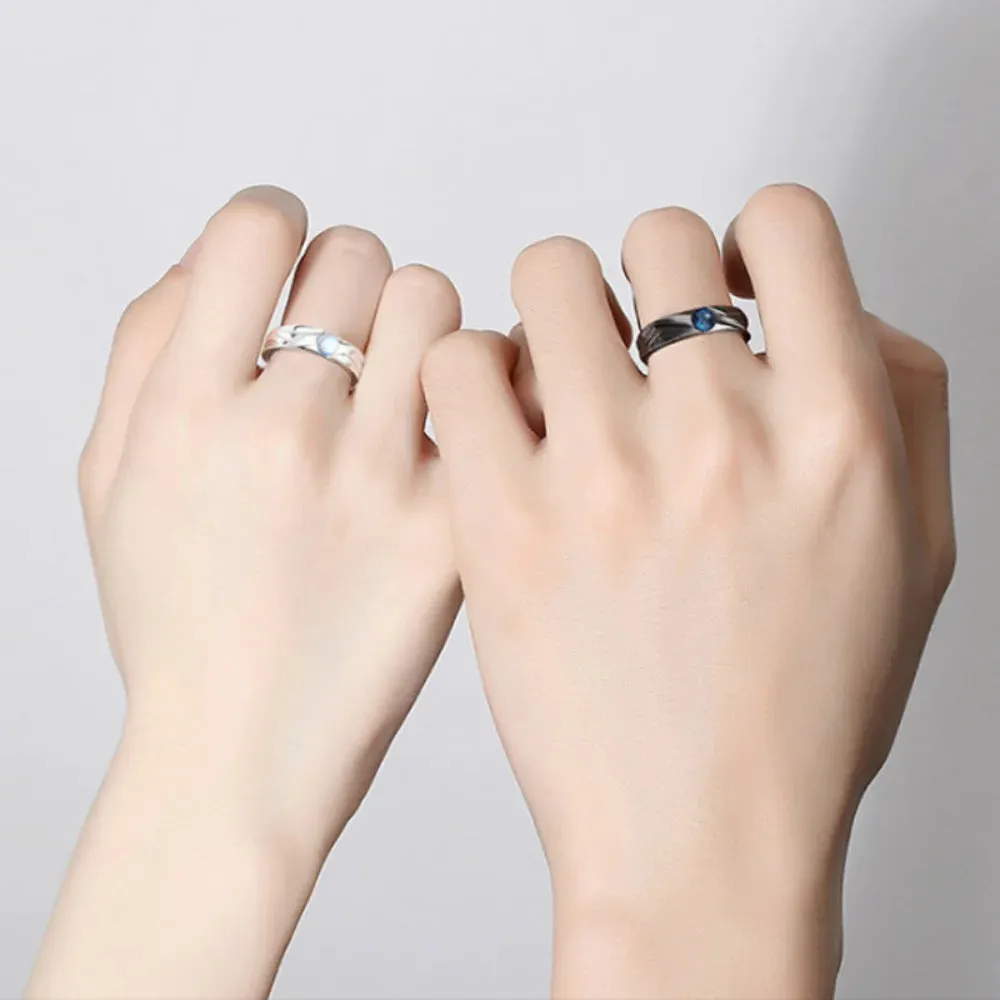 2Pcs Demons and Angels Matching Couple Friendship Lover Open Adjustable Rings Minimalist Engagement Wedding Ring Jewelry Gifts