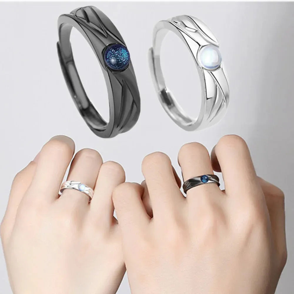 2Pcs Demons and Angels Matching Couple Friendship Lover Open Adjustable Rings Minimalist Engagement Wedding Ring Jewelry Gifts