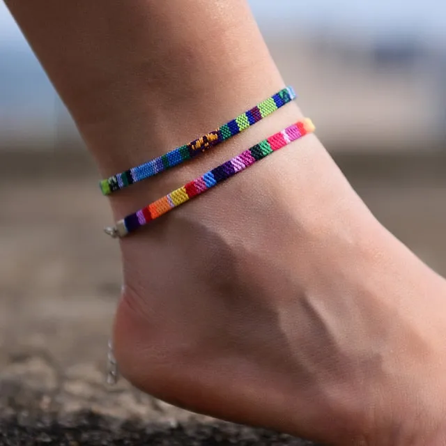 2Pcs/Lot Bohemian Anklets for Men and Women Handmade Rope Friendship Beach Barefoot Bracelet on the Leg Chain Boho Foot Jewelry