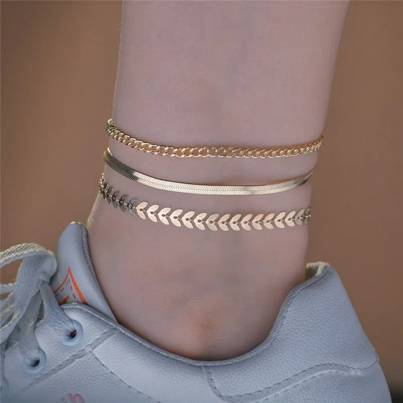 3Pcs Set Vintage Boho Anklets