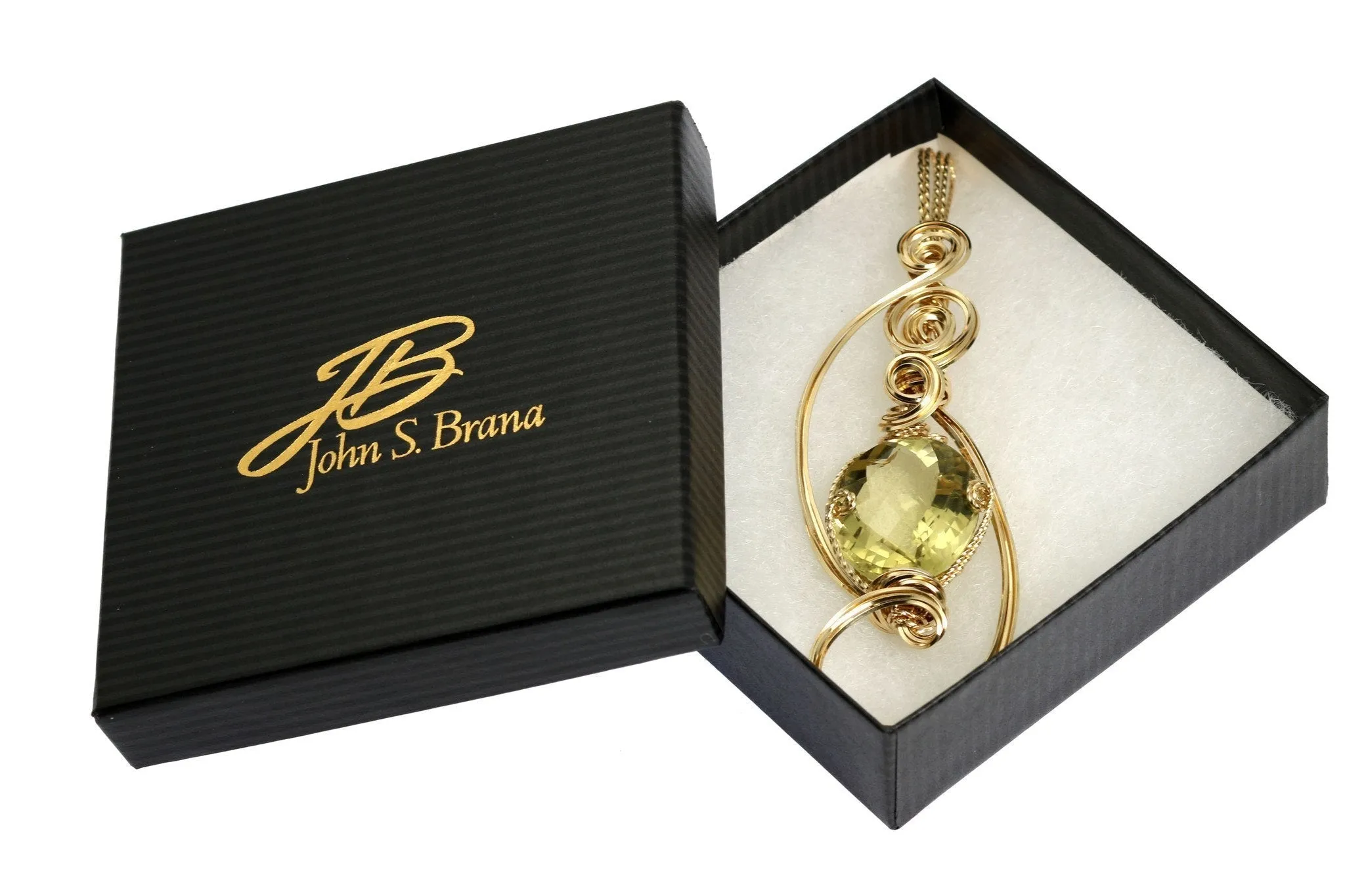 42.5 CT Green Gold Quartz 14K Gold-Filled Wire Wrapped Pendant