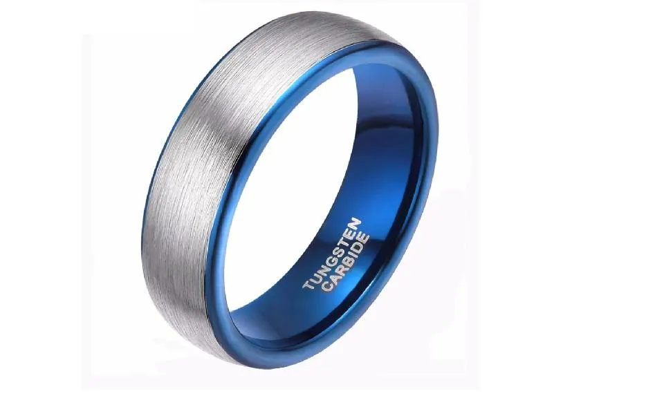 8mm Men's Brushed Silver Tungsten Carbide Ring