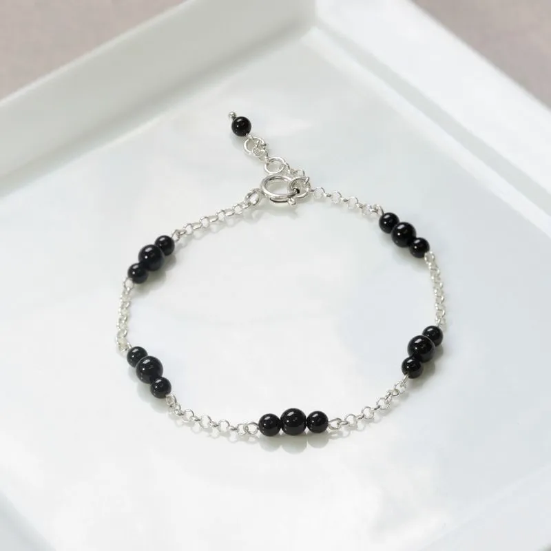 925 Silver Onyx Bracelet - July Birthstone Gift for Her