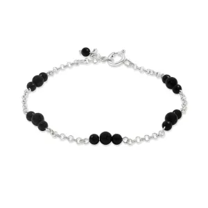 925 Silver Onyx Bracelet - July Birthstone Gift for Her