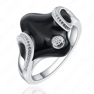 925 Sterling Silver Oil Drip Black Wedding Ring for Women