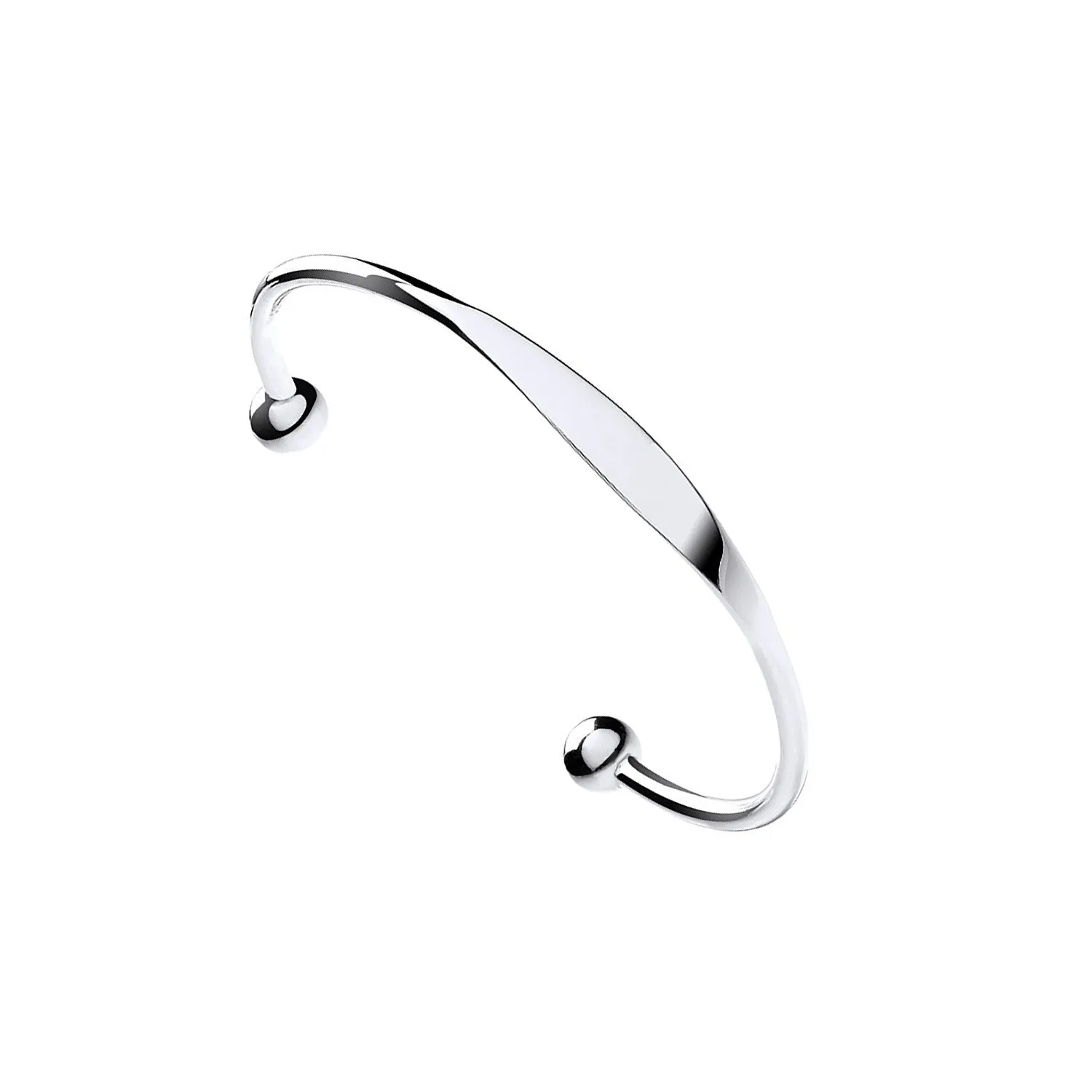 925 Sterling Silver Solid Identity Torque Bangle 11.5g