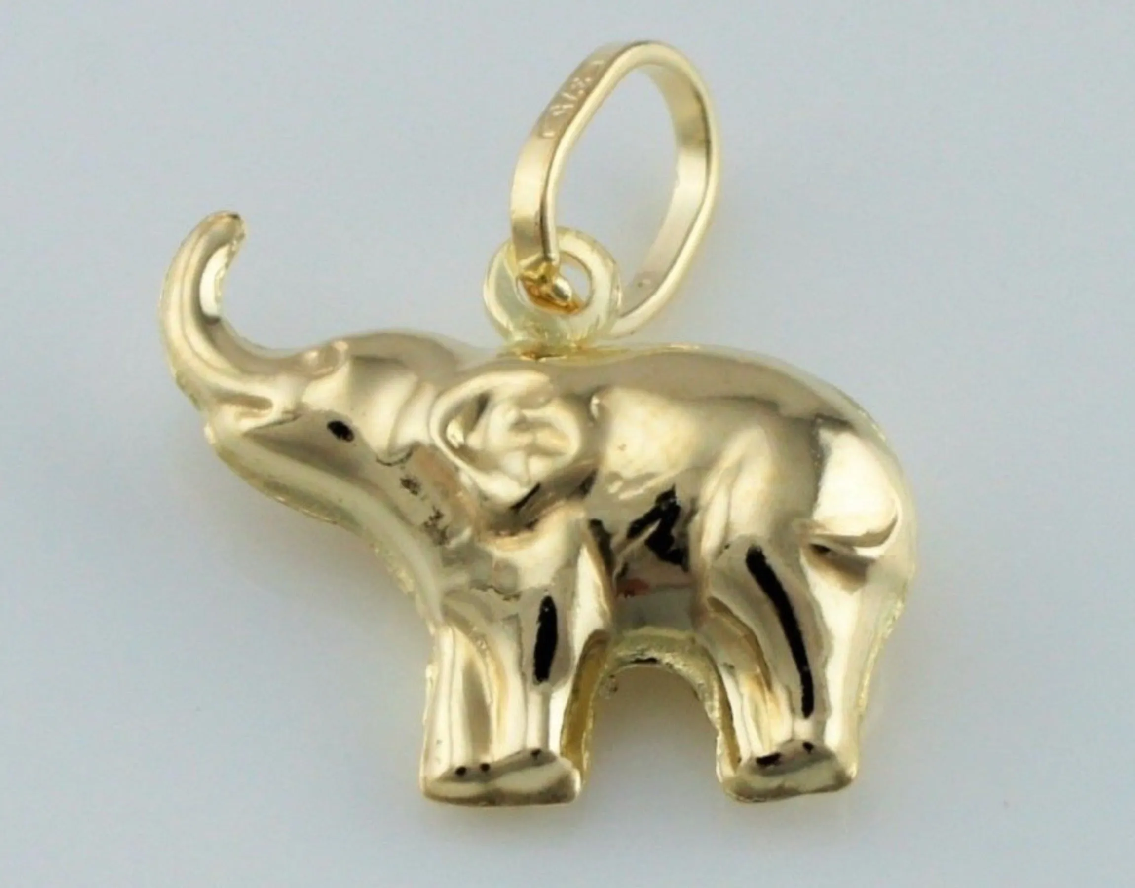 9ct Yellow Gold Baby Elephant Charm - Pendant