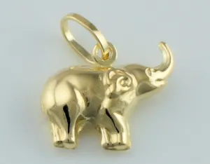 9ct Yellow Gold Baby Elephant Charm - Pendant