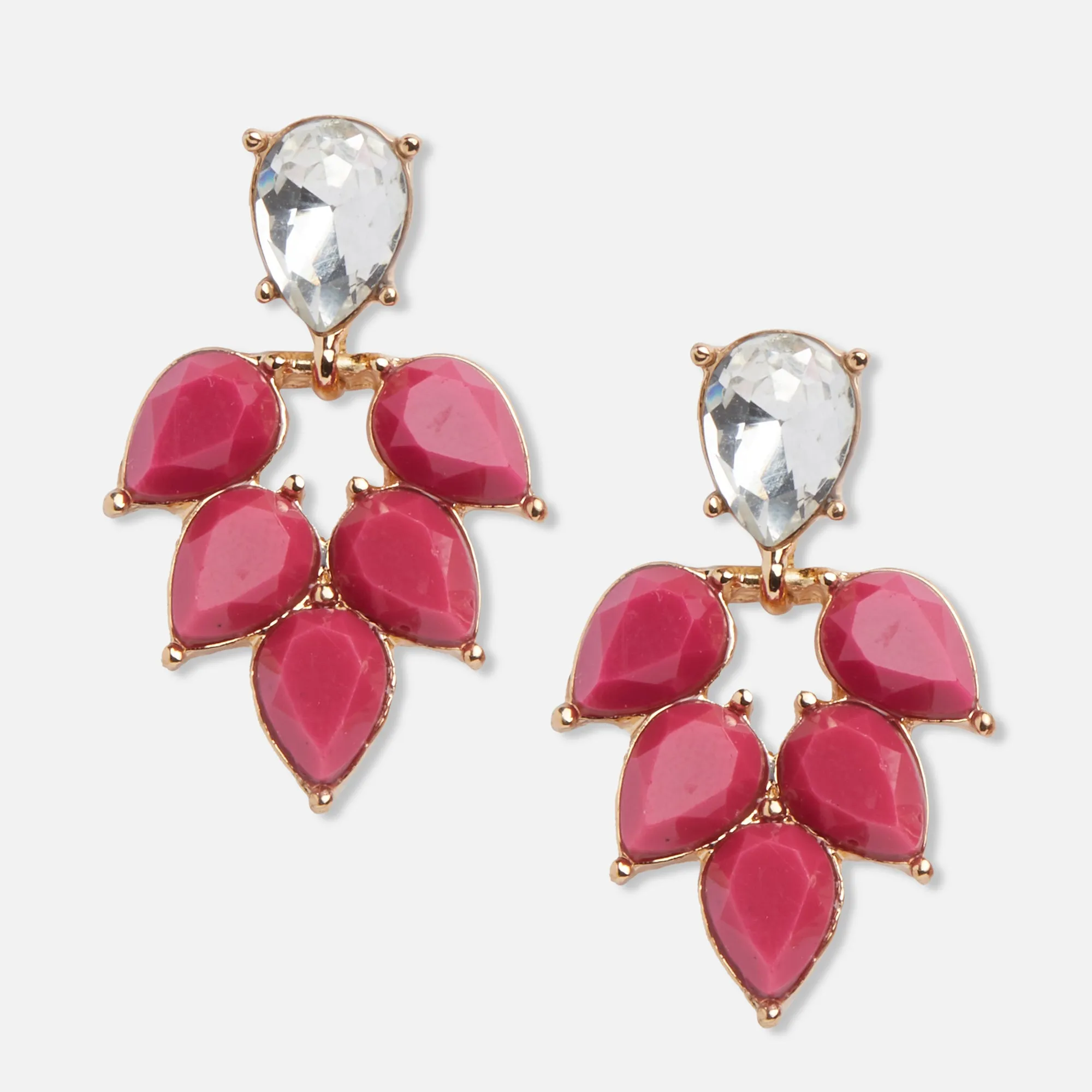 Accessorize London Women's Tear Drop Shape Short Red Stone Earrings