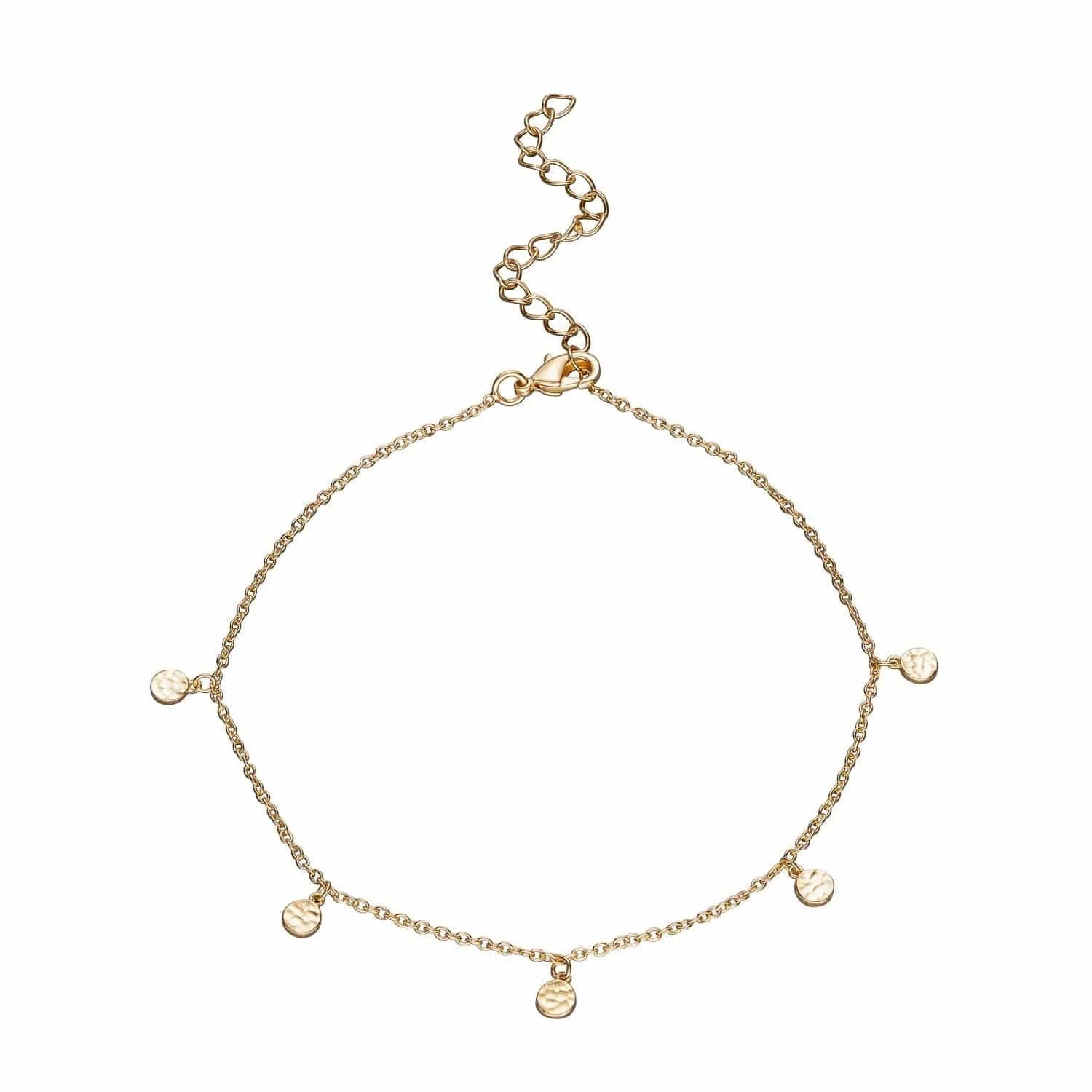 Anklet with Hammered Discs - 18k Gold Plated