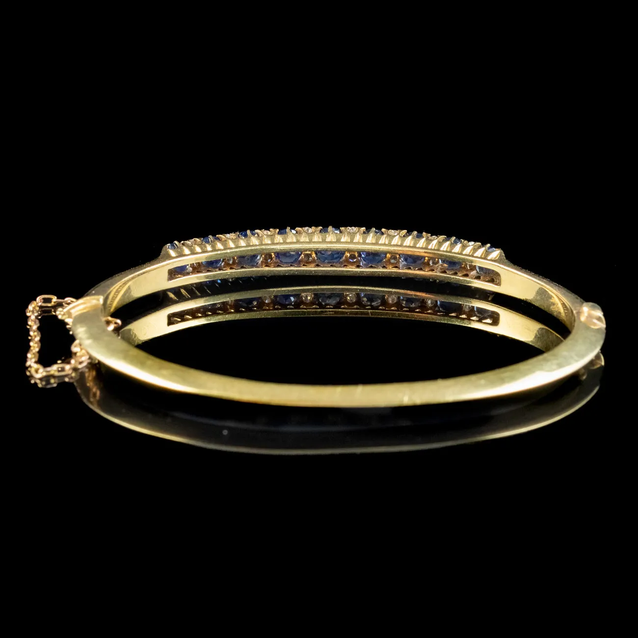 Antique Victorian Sapphire Diamond Bangle 18ct Gold 3ct Of Sapphire