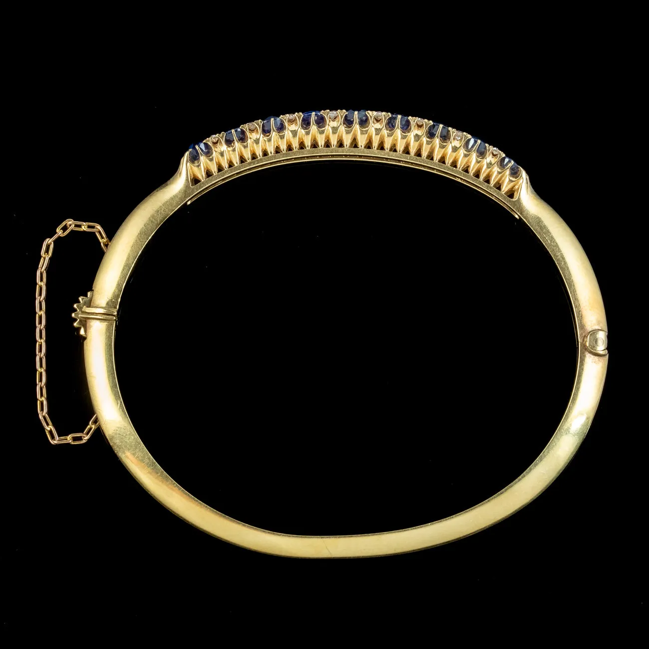 Antique Victorian Sapphire Diamond Bangle 18ct Gold 3ct Of Sapphire