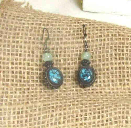 Aquamarine and Turquoise Dangle  Earrings