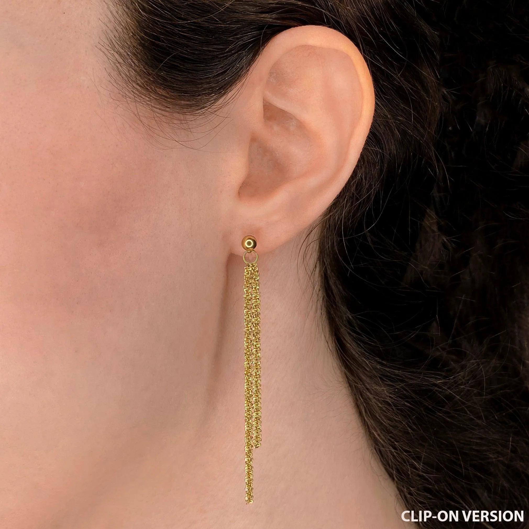 ASYMMETRIC DOUBLE DANGLE EARRINGS IN GOLD