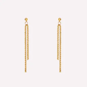 ASYMMETRIC DOUBLE DANGLE EARRINGS IN GOLD