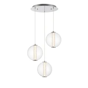 Atomo 3 Lights 21 in. LED Pendant Light Chrome Finish