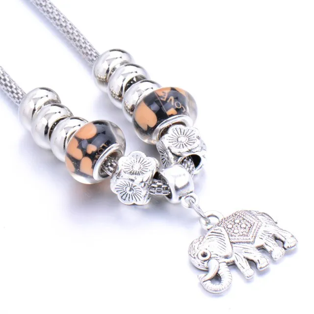 Beaded necklace Couple alloy beads heart-shaped key chain necklace pendant women's retro multi-layer jewelry Sweater chain