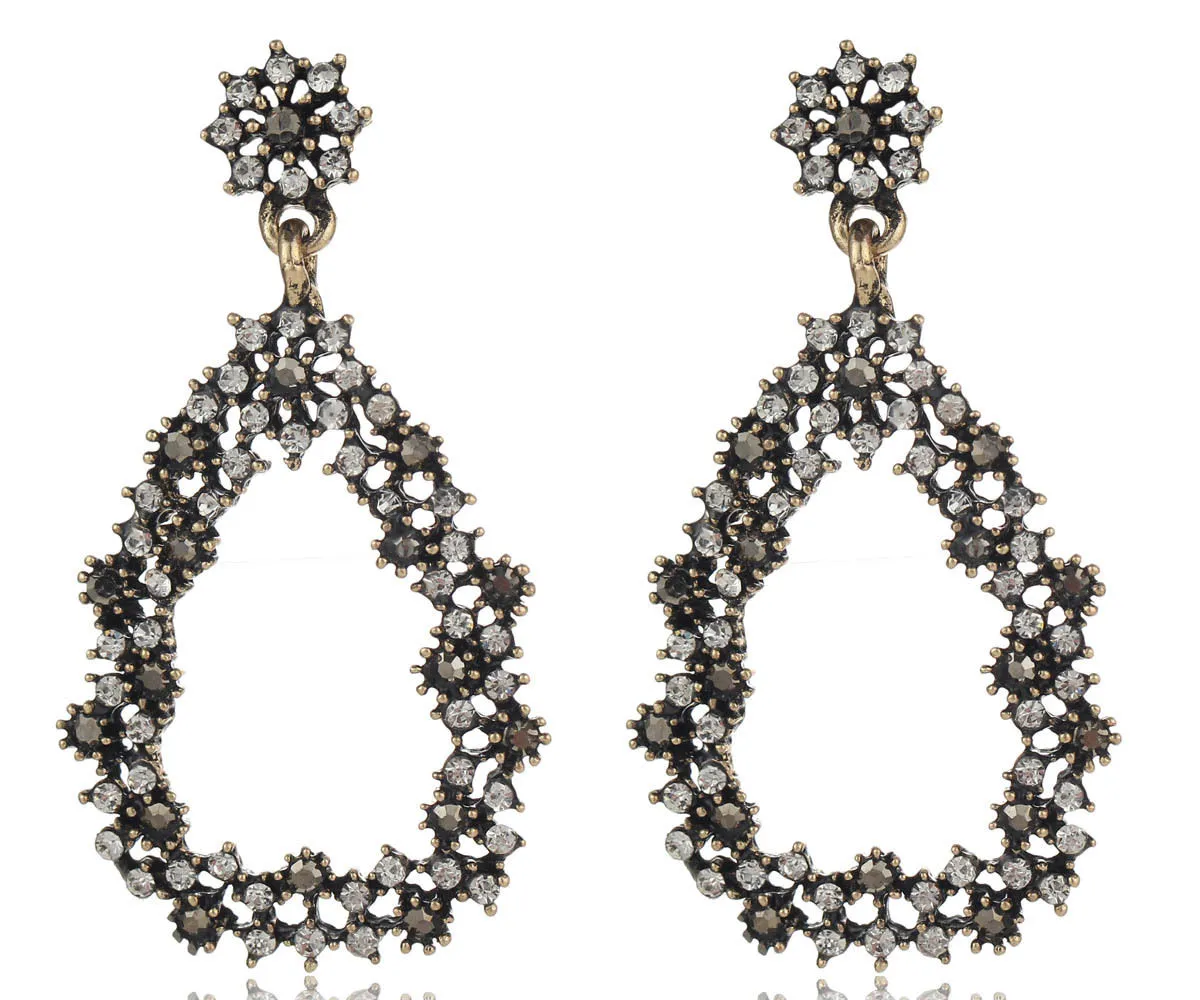 Black & White Crystal Drop Earrings