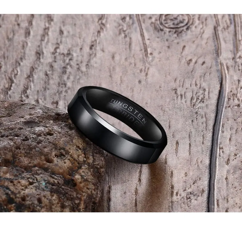 Black Tungsten Carbide Men's Ring Wedding Engagement Ring